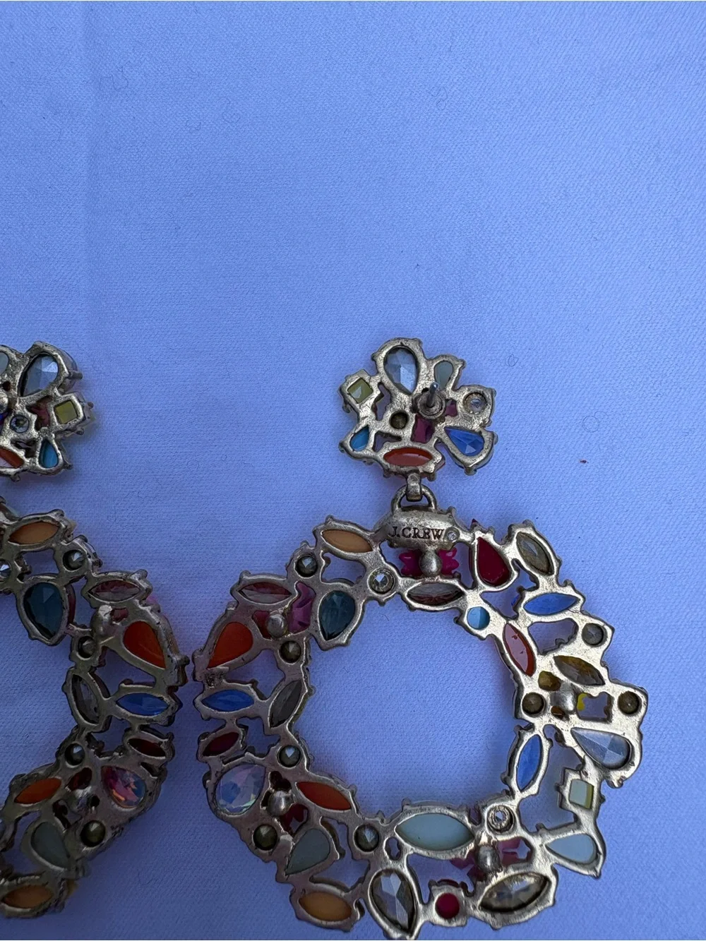 J. Crew Multicolor Floral Hoop Earrings with Pink, Yellow, Blue & Green Accents
